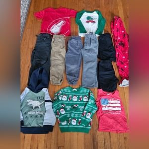 Large bundle of boy's 5T clothing items pants shirts